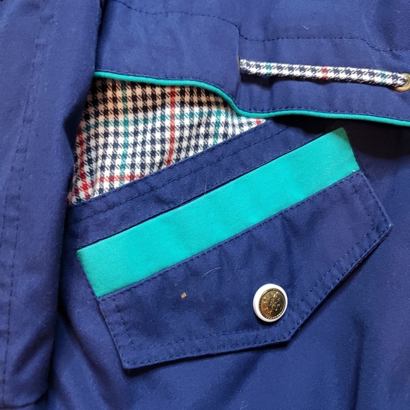 Vintage 80s 90s Womens Dark Blue Check Pattern Jacket Size M Current Seen - Picture 7 of 9